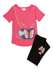 Little Girls Butterfly Graphic T Shirt And Leggings Set, ,