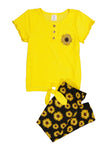 Little Girls Sunflower Tie Front Top And Leggings, ,