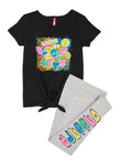 Little Girls Living My Blessed Life Graffiti Graphic Tee And Leggings, ,