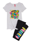 Little Girls Living My Blessed Life Graffiti Graphic Tee And Leggings, ,