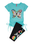 Little Girls Believe In Your Dreams Ruched Graphic Tee And Leggings, ,