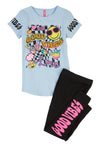 Little Girls Good Vibes Reversible Sequin Graphic Tee And Leggings, ,