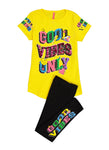 Little Girls Good Vibes Only Reversible Sequin Tee And Leggings, ,