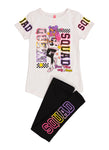 Little Girls Queen Squad Reversible Sequin Graphic Tee And Leggings, ,