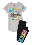 Little Girls Blessed Queen Reversible Sequin Graphic Tee And Leggings, ,
