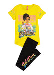 Little Girls Grl Pwr Reversible Sequin Graphic Tee And Leggings, ,