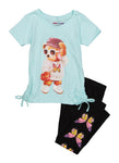 Little Girls Bear Graphic Tee And Leggings, ,