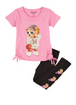 Little Girls Bear Graphic Tee And Leggings, ,