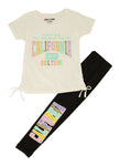 Little Girls California Glitter Graphic Tee And Leggings, ,