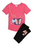 Girls Butterfly Purse Graphic Tee And Leggings, ,