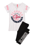 Girls Blessed Graphic T Shirt And Leggings, ,