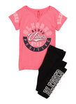 Girls Blessed Graphic T Shirt And Leggings, ,
