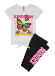 Girls Kindness Butterfly Graphic Tee And Leggings, ,