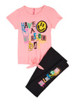 Girls Have A Blessed Day Graphic Tee And Leggings, ,
