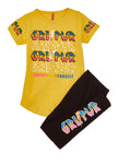 Girls Foil Screen Grl Pwr Graphic Tee And Leggings, ,