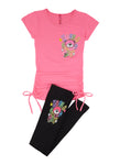 Girls Have A Good Day Ruched Graphic Tee And Leggings, ,