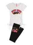 Girls Good Vibes Only Ruched Graphic Tee And Leggings, ,