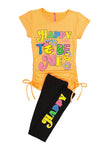 Girls Happy To Be Me Ruched Tee And Leggings, ,