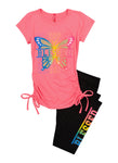 Girls Ruched Blessed Glitter Graphic Tee And Leggings, ,