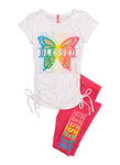 Girls Ruched Blessed Glitter Graphic Tee And Leggings, ,