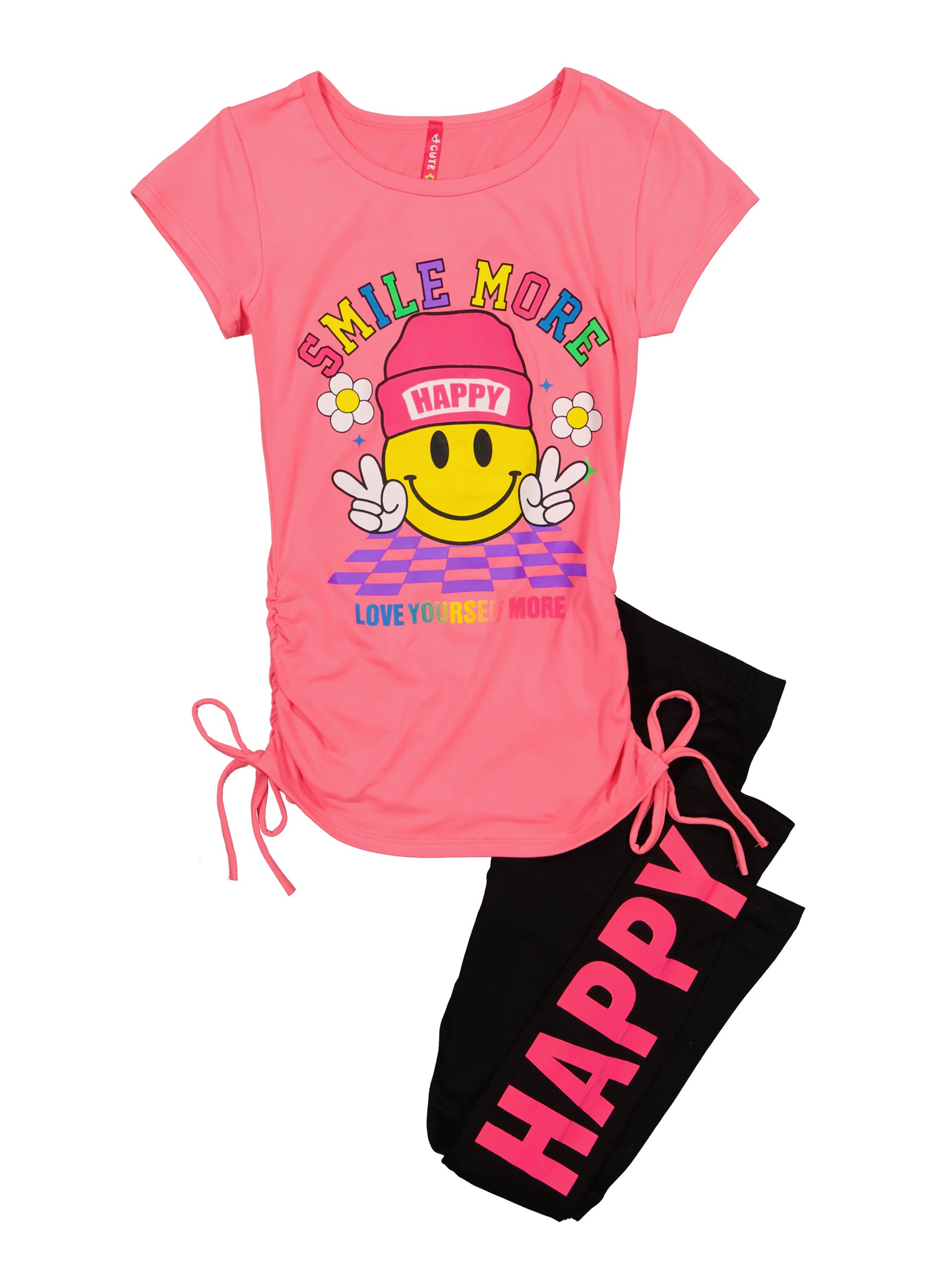 Girls Smile More Graphic Tee and Leggings,