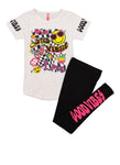 Girls Reversible Sequin Good Vibes Graphic Tee And Leggings, ,