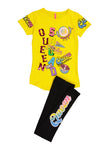 Girls Sequin Queen Squad Graphic Tee And Leggings, ,