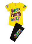 Girls Reversible Good Vibes Only Graphic Tee And Leggings, ,