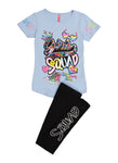 Girls Reversible Sequin Girls Squad Graphic Tee And Leggings, ,