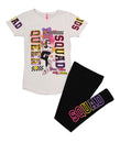 Girls Reversible Sequin Squad Queen Tee And Leggings, ,