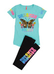 Girls Reversible Sequin Butterfly Graphic Tee And Leggings, ,