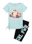 Girls Ruched Grl Pwr Graphic Tee And Leggings, ,