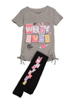 Girls Whatever Glitter Graphic Tee And Leggings, ,