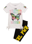 Girls Limited Edition Glitter Graphic Tee And Leggings, ,