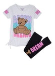 Girls Dream Bear Ruched Graphic Tee And Leggings, ,