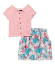 Little Girls Smocked Button Front Top And Printed Skort, ,