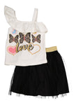 Little Girls Butterfly Love Graphic Top And Tutu Skirt, ,