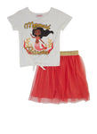 Little Girls Mermaid Princess Graphic Tee And Tutu Skirt, ,