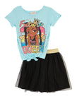 Little Girls Future Queen Glitter Graphic Tee And Tutu Skirt, ,