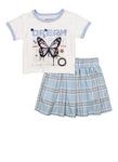 Little Girls Dream Butterfly Graphic Tee And Pleated Skort, ,