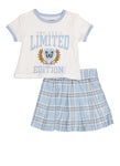 Little Girls Limited Edition Graphic Tee And Pleated Skort, ,