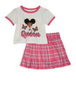 Little Girls Blessed Graphic Tee And Plaid Skirt, ,