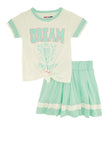 Little Girls Dream University Graphic Tee And Pleated Skirt, ,