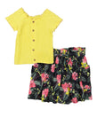 Girls Smocked Top And Floral Skirt, ,