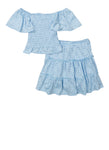 Girls Eyelet Smocked Top And Tiered Skirt, ,