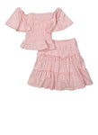Girls Eyelet Smocked Top And Tiered Skirt, ,