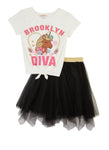 Girls Brooklyn Diva Graphic Tee And Tutu Skirt, ,
