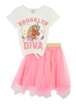 Girls Brooklyn Diva Glitter Graphic Tee And Tutu Skirt, ,