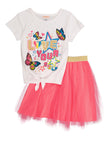 Girls Love Yourself Graphic Tee And Tutu Skirt, ,