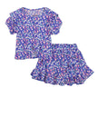 Girls Floral Print Tie Front Shirt And Tiered Skirt, ,